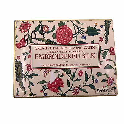 Embroidered Silk Playing Cards Creative Papers Bridge Rummy Canasta Vintage • $8.98