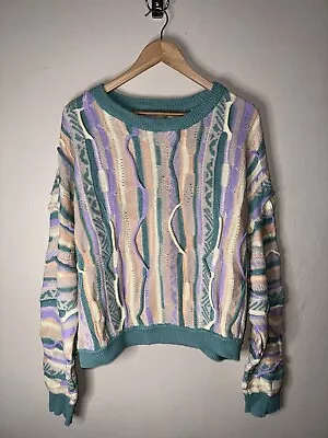 Coogi Style Sweater Knit Pullover 24x24 3D Knit Sweater Vintage Y2K • $43.25