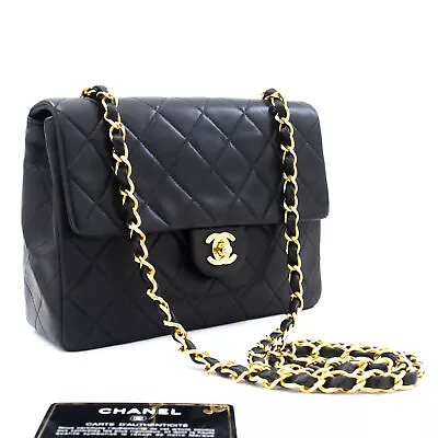 CHANEL Mini Square Small Chain Shoulder Bag Crossbody Black Quilt L03 • $5963