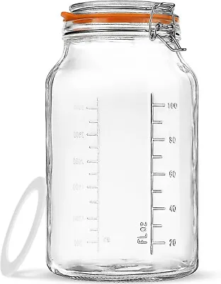 Super Wide Mouth Glass Storage Jar With Airtight Lids 1 Gallon Large Capacity • $36.44