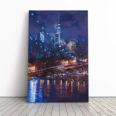 £22.95 • Buy View Of New York City In Abstract Skyline  Canvas Wall Art Framed Print Picture