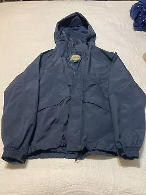 CABELAS Vintage GORE-TEX Waterproof Mens Sz M Jacket Navy Blue Pockets Hooded • $29.99