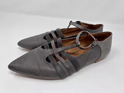 Sundance Women’s 40 Gray Mary Jane Strap Pointed Toe Dress Flats Made In Spain • $28.99