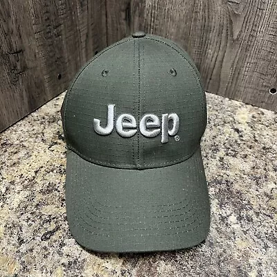 Jeep Brand Hat Cap Strap Back Green Embroidered Logo Cotton EUC • $12.99