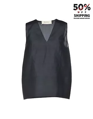 RRP€585 MARNI Silk Top IT38 US2 UK6 XS Black Sleeveless V-Neck Made In Portugal • $99.46