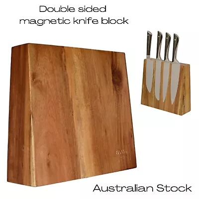 Magnetic Knife Block-Double Sided Acacia Wood Magnetic Knife Holder • $89