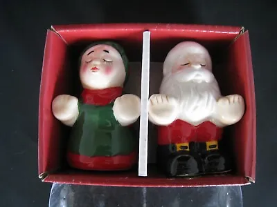 Ceramic Hand Painted Pfaltzgraff Mr. & Mrs. Claus Salt & Pepper Shakers 2013 • $12.95