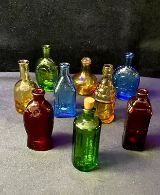 $52 • Buy Vintage- Mini Colored Glass, Wheaton Bitters Bottles (Lot Of 9)