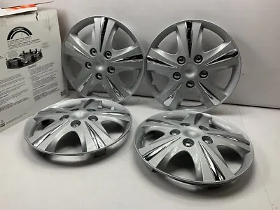 $34.99 • Buy Custom Accessories 96410 Wheel Cover Set - 14  GT-5 Silver With Chrome Nuts 4PCS