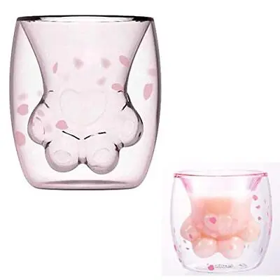 WubbaLubba Coffee Mug Sakura Double Wall Glass Cup Cat Claw Cup Heat-resistant • $12.19