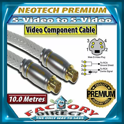 BRAND NEW NEOTECH ORIGIN OFC S-VIDEO TO S-VIDEO 10m METRE RRP$139 • $9.50