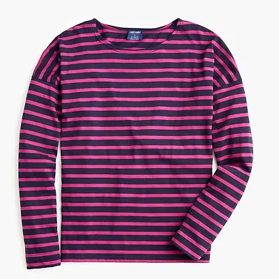 Saint James For J.Crew Size XS Slouchy T-shirt NAVY/VIOLET Style A1931 $90 • $40.50