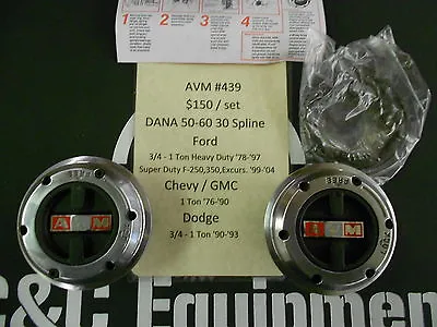 AVM 439 Locking Hubs Ford Chevy Dodge Dana 60 F-250 F-350 1 Ton Warn 38826 • $149