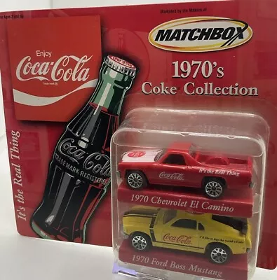 Coca Cola Matchbox ElCamino & Mustang ‘70’s Coke Collection • $9.95