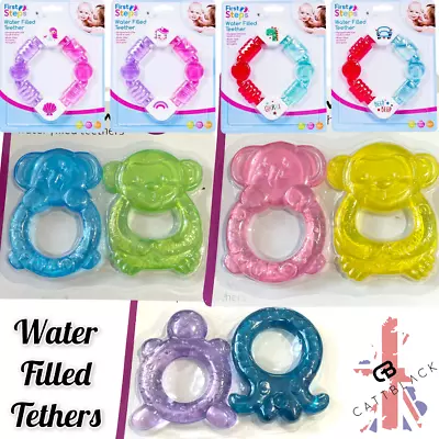 £3.99 • Buy Baby Teething Rings Water Filled BPA Free Cold Freeze Soothe Gums Teether 2 Pack