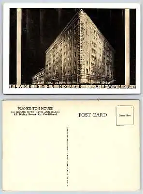 Milwaukee Wisconsin PLANKINTON HOUSE 300 Rooms W/ Bath & Radio Postcard G288 • £1.81