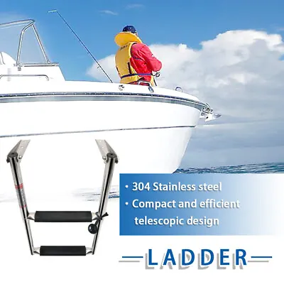 Stainless Steel 2 Step Ladder Marine Boat Telescoping Upper Platform Swim Yacht • $37.99