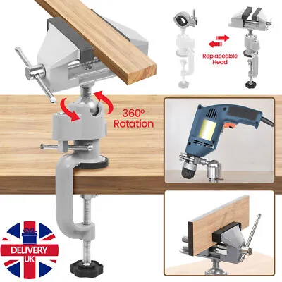 2 In 1 Table Vise Bench Clamp 360° Grinder Holder Drill Dremel For Rotary Tool • £12.99