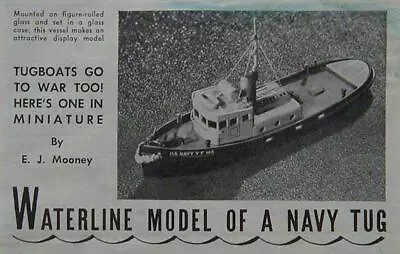 WWII Navy Tugboat YT 144 Waterline Model 1945 How-To Build PLANS • $8.99