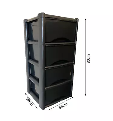 4 Drawer Plastic Tower - Unit Trolley Chest Drawer School Office Home • £24.99