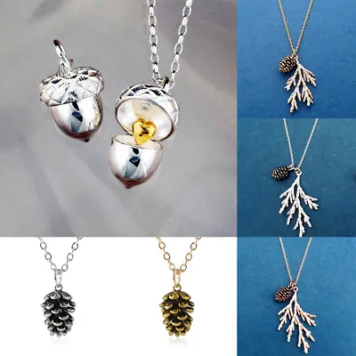 Women 925 Silver Pine Cone Pendants Pine Branch Forest Necklace Nature Jewelry • $2.10