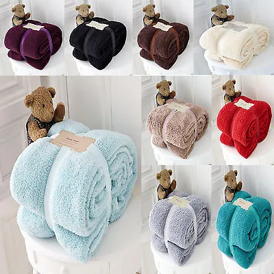 Teddy Bear Throw Super Soft Fleece Blanket Throw Sofa Bed Couch Luxury  All Size • £16.89