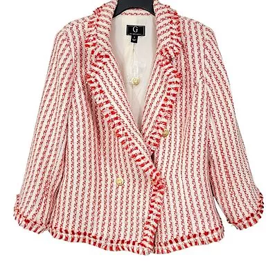 G By Giuliana Tweed Blood Orange And White Blazer Size Medium NWOT • $29.99