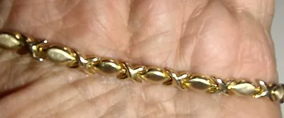6 1/2  Lady's  9k Yellow REAL Gold XO Hearts And Kisses Bracelet Italy ((149)) • $179