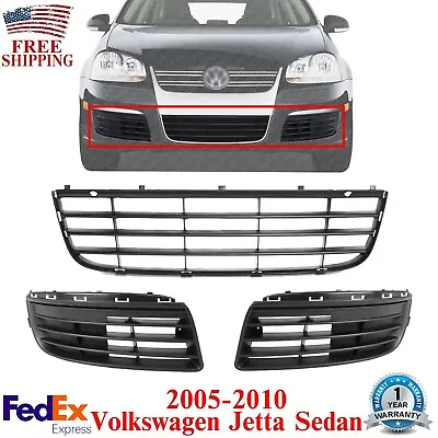 Front Bumper Lower Grille + Fog Light Covers For 2005-10 Volkswagen Jetta Sedan • $55.63