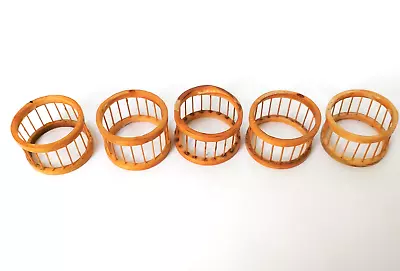 Vintage Wood Napkin Rings Lot Of 5 Mid Century Modern Wooden Round Holders MCM • $11.50