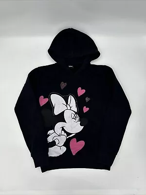 Disney Dark Blue Minnie Mouse Graphic Heart Hoodie Pullover Sweatshirt Small S • £0.99