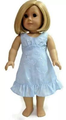 Doll Clothes 18  Doll Dress Powder Blue Floral Embroidery Fit American Girl Doll • $11.69