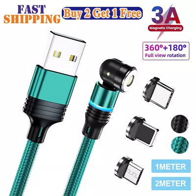 360°+180° Rotate Magnetic 3A Charging Charger Cable For IPhone Type-C Micro-USB • $4.59