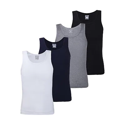 Men's Fine Rib Fitted Slim Fit Muscle Athletic Gym Tank Ribbed 100% Cotton Vest • £19.99