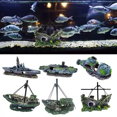 Accessories Fish Hiding Cave Aquarium Ornament Wreck Ships Fish Tank Decoration • $11.94