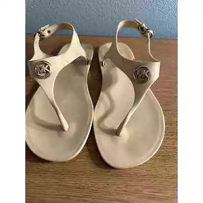 Michael Kors Plated Jelly Thong Sandals Cream Ivory Size? • $9.99