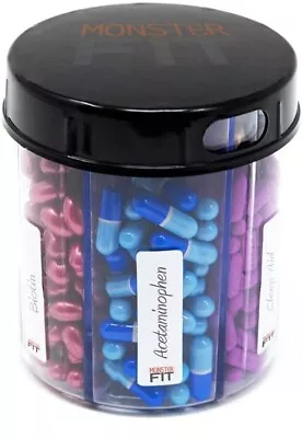 Monster Jr Supplement Pill Dispenser - Holds Small Medium Medication Vitamins • $8