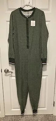 Hearth & Hand Mens Pajamas One Piece Back Snap Flap Size M Magnolia Green New! • $24.99