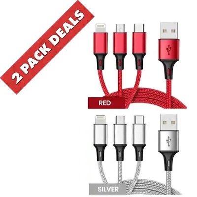 3 In 1 Fast USB Charging Cable Universal Multi Function Cell Phone Charger Cord • $3.98