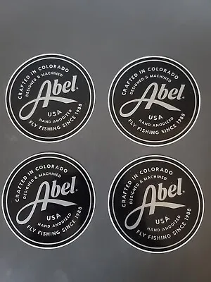 $9.99 • Buy Set Of 4 ABEL Fly Fishing Reel Outdoor Sports Vinyl Sticker Decals Black