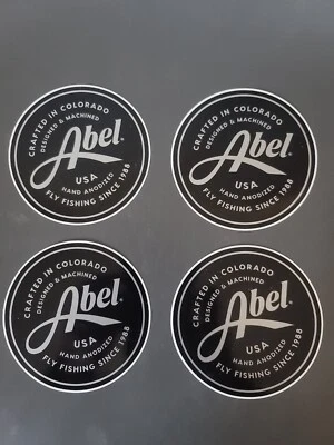 $9.99 • Buy Set Of 4 ABEL Fly Fishing Reel Outdoor Sports Vinyl Sticker Decals Black