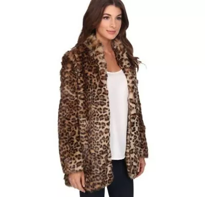 NEW NYDJ West End Coat Vicuna Faux Fur Oversized Cheetah Medium Soft Furry Fuzzy • $348