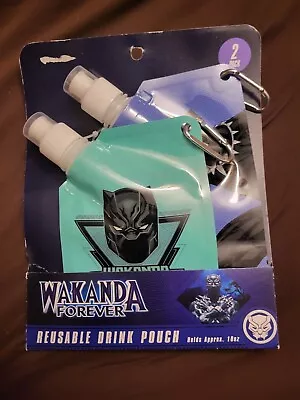 Wakanda Forever & Black Panther Reusable Drink Pouches Each Holds 10oz - NWT • $1.99