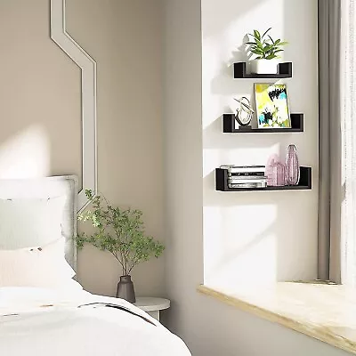 Wooden Wall Rack Shelves Color Black Size 4 X 16 X 4 4 X 12 X 4 4 X 8 X 4 • $130.67