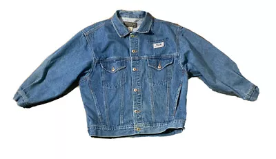 VTG Ford Country Built Ford Tough Denim Trucker Jacket Size Medium • $35.99