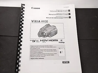 Canon Vixia HV30 User Guide Manual Instruction • $15