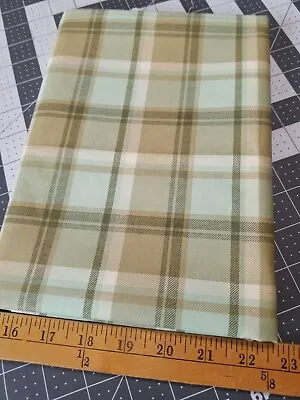 Vintage New Century Cranston Fabrics Green Brown Tan Plaid Cotton BY HALF YARD • $7.99