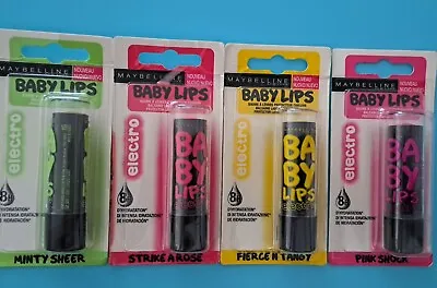 Lot Of 4 💋MAYBELLINE NEW YORK BABY LIPS Electro (Assorted ▪︎DISCONTINUED ITEM▪︎ • $11.99