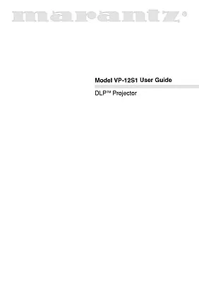 Marantz VP12S1 DLP Projector Owners Manual • $21.99