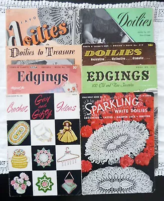 Vintage Crochet Pattern 8 Books Doilies Edgings Gifts Lace Tatted FiletTray • $9.39